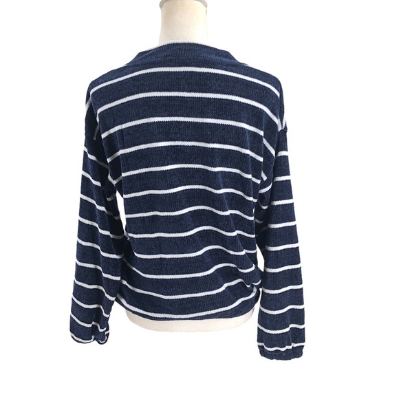 OVS Womens Size Small Nautical Spring Striped Sweater Pullover Drawstring Waist - Picture 3 of 7